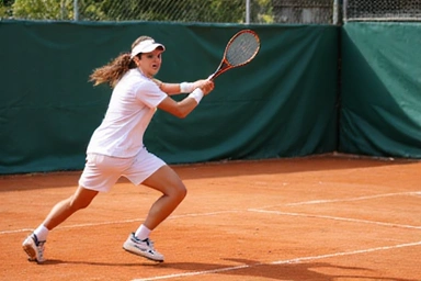 Tennis player hitting a forehand