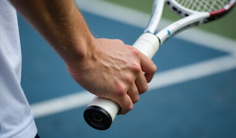 Tennis player demonstrating continental grip