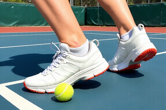 Abstract illustration of tennis shoes on a court
